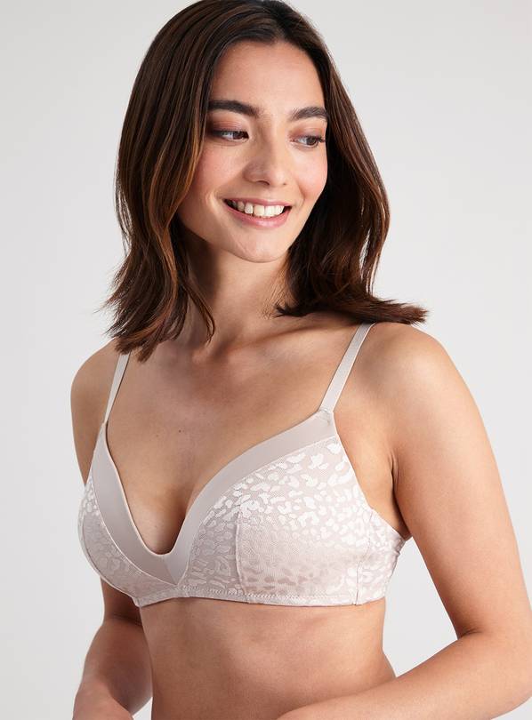 Latte Nude Leopard Jacquard Non-Wired T-Shirt Bra - 36D